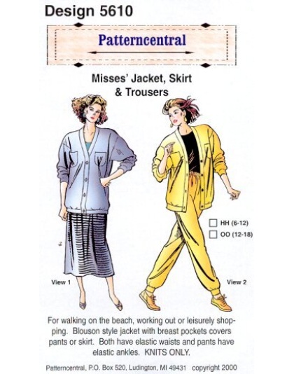 Misses Jacket Skirt & Trousers sewing pattern