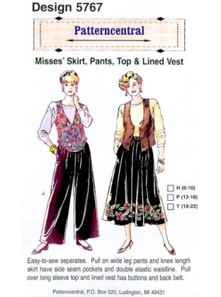 Misses Skirt Pants Top & Lined vest