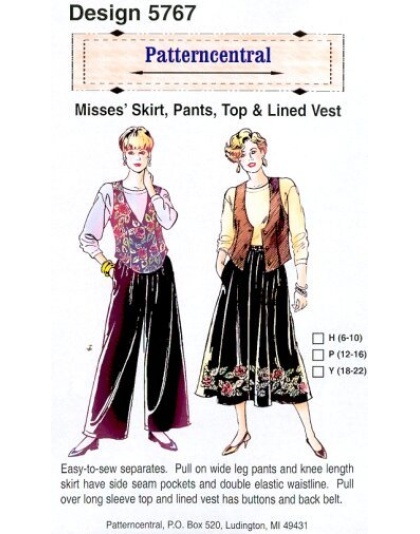 Misses Skirt Pants Top & Lined vest