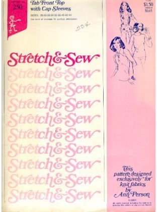 TAB FRONT TOP with CAP SLEEVES, sizes 28-44, Great CONSIGNED & AS-IS product, is uncut, stored in smoking environment, vintage pattern. 250
