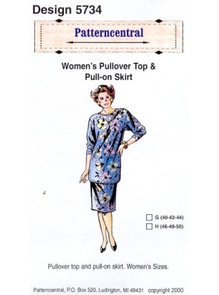 Womens pullover top & pull-on skirt
