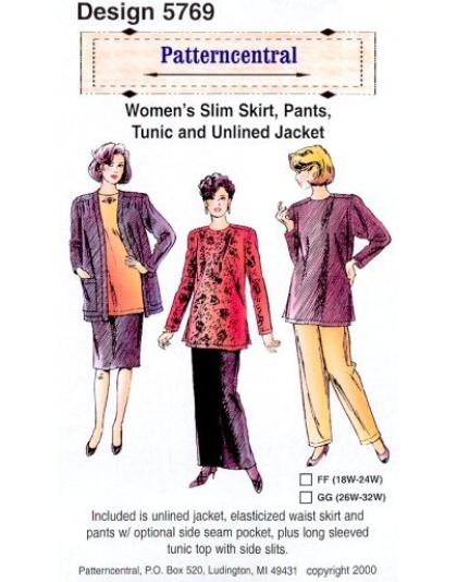 Womens slim skirt pants tunic & lined jacket