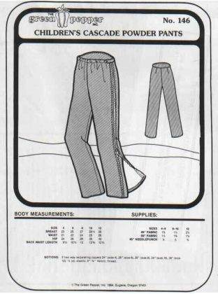 Green Pepper cascade powder pants kids 146